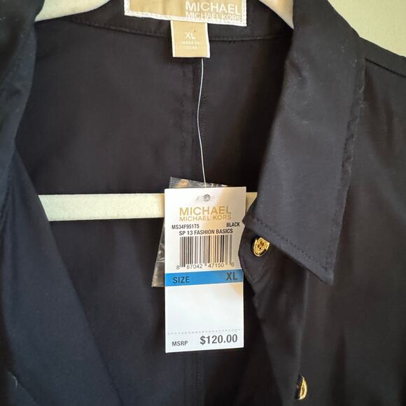 Michael Kors Black Sleeveless Collared Buttondown Pleated Peplum XL NWT - Picture 4 of 5